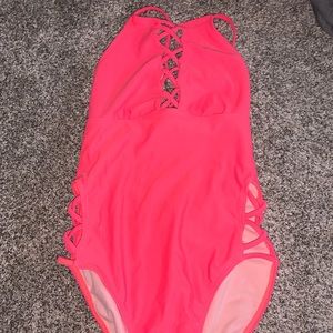 Peach one piece swimsuit